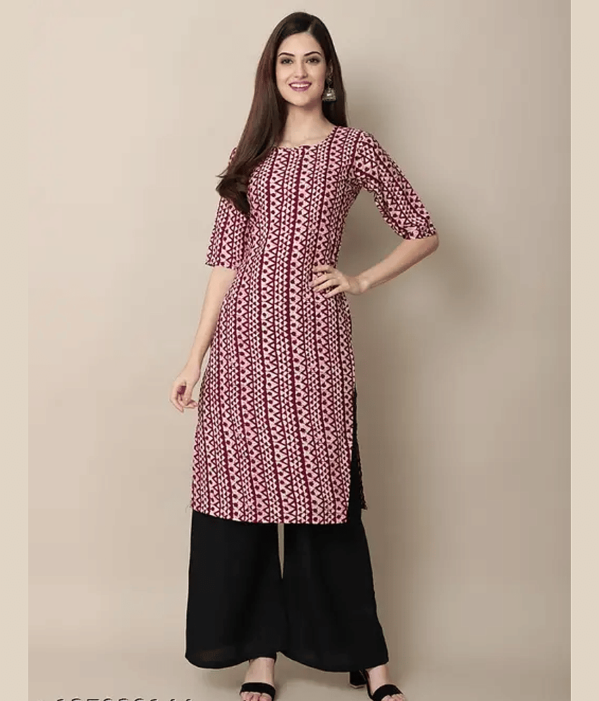 AK FASHION MALL Pack of 1 Crepe Printed Straight Women's Kurti - ( Multicolor ) - Kurtis, Tunics | Buy online on ZillyBuy