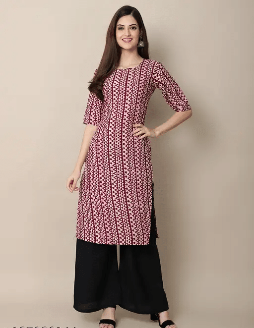     			AK FASHION MALL Pack of 1 Crepe Printed Straight Women's Kurti - ( Multicolor )