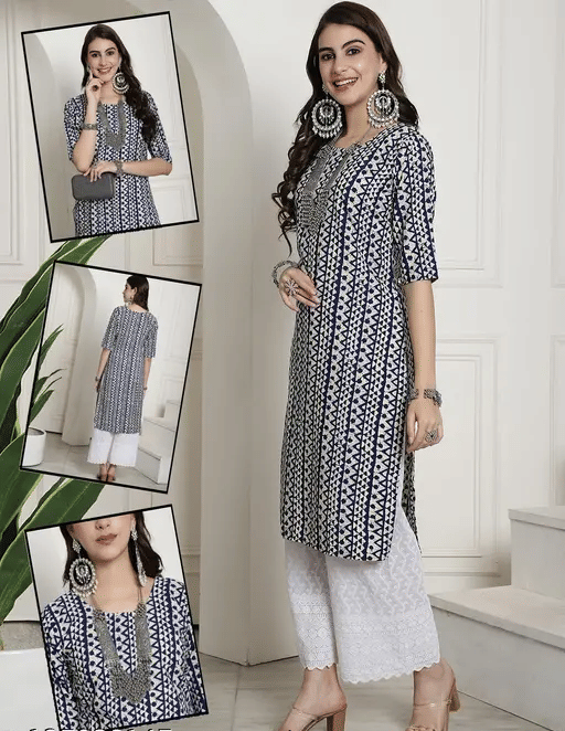 AK FASHION MALL Pack of 1 Crepe Printed Straight Women's Kurti - ( Multicolor ) - Kurtis, Tunics | Buy online on ZillyBuy