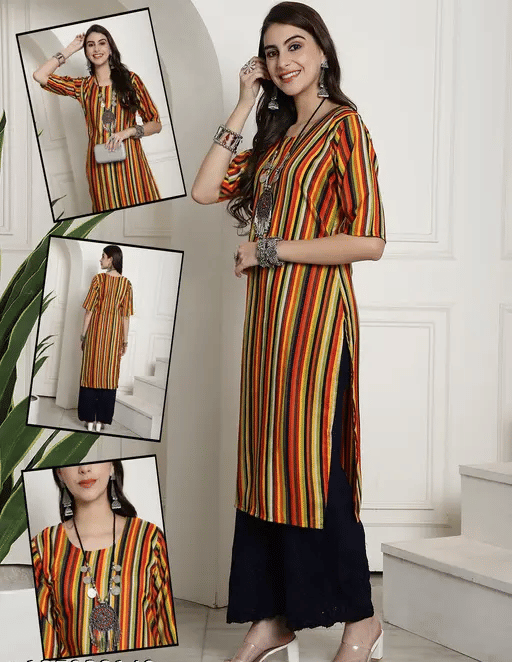 AK FASHION MALL Pack of 1 Crepe Printed Straight Women's Kurti - ( Multicolor ) - Kurtis, Tunics | Buy online on ZillyBuy