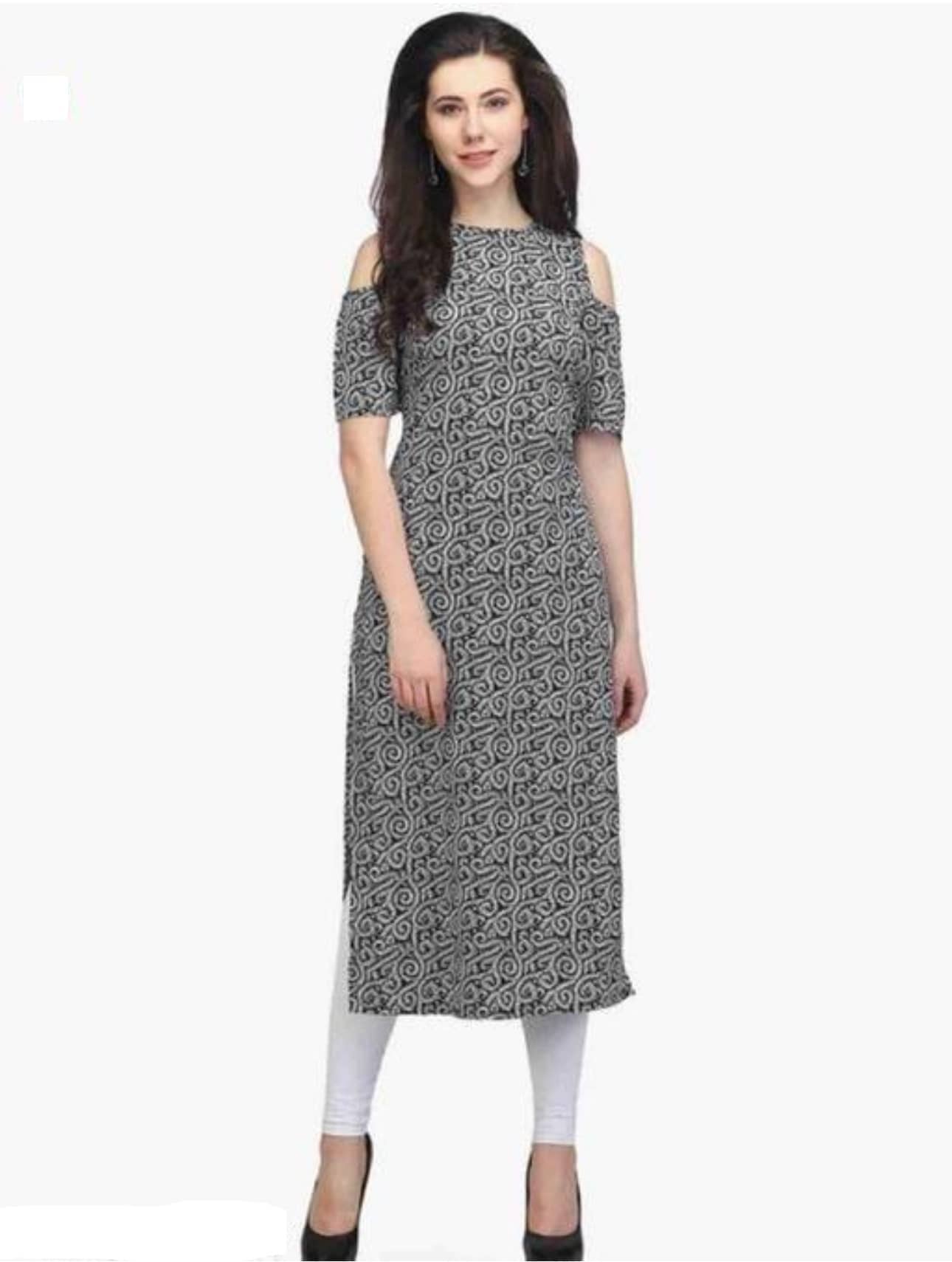 AK FASHION MALL Pack of 1 Crepe Printed Straight Women's Kurti - ( Multicolor ) - Kurtis, Tunics | Buy online on ZillyBuy