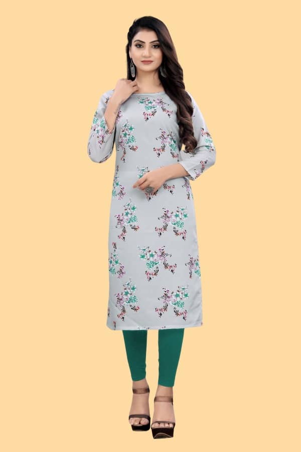 AK FASHION MALL Pack of 1 Crepe Printed Straight Women's Kurti - ( Multicolor ) - Kurtis, Tunics | Buy online on ZillyBuy
