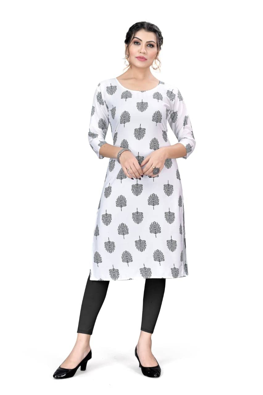 AK FASHION MALL Pack of 1 Crepe Printed Straight Women's Kurti - ( Multicolor ) - Kurtis, Tunics | Buy online on ZillyBuy