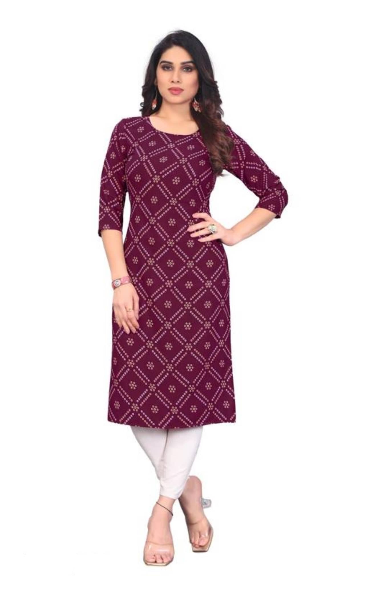 AK FASHION MALL Pack of 1 Crepe Printed Straight Women's Kurti - ( Multicolor ) - Kurtis, Tunics | Buy online on ZillyBuy