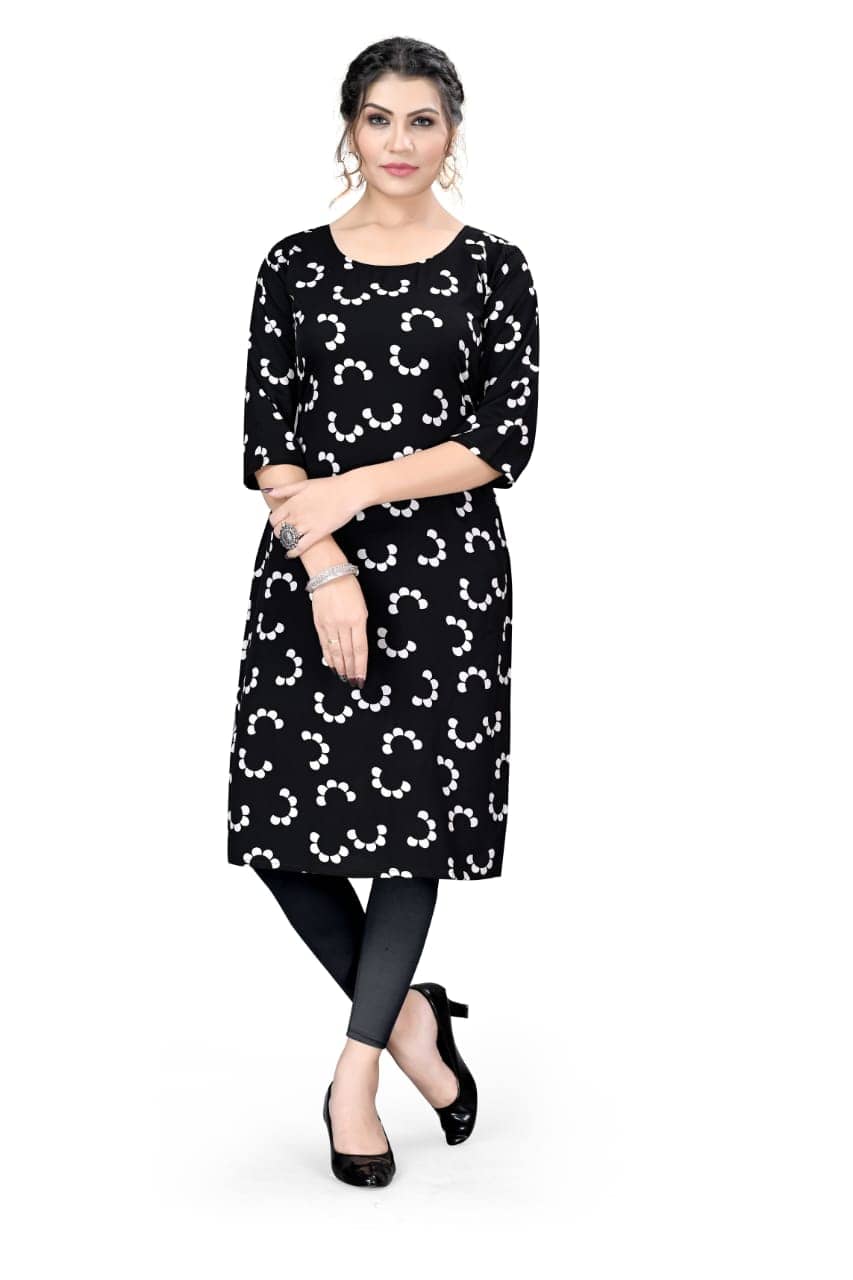 AK FASHION MALL Pack of 1 Crepe Printed Straight Women's Kurti - ( Multicolor ) - Kurtis, Tunics | Buy online on ZillyBuy