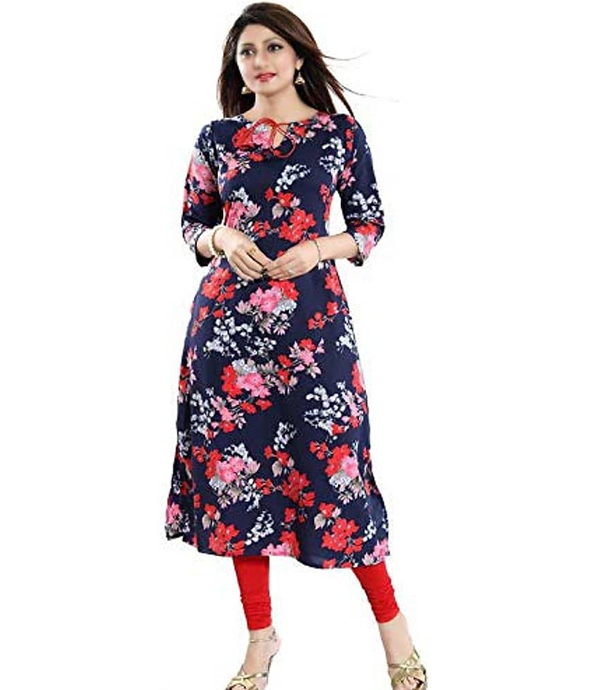 AK FASHION MALL Pack of 1 Crepe Printed Straight Women's Kurti - ( Multicolor ) - Kurtis, Tunics | Buy online on ZillyBuy