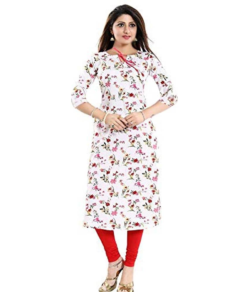 AK FASHION MALL Pack of 1 Crepe Printed Straight Women's Kurti - ( Multicolor ) - Kurtis, Tunics | Buy online on ZillyBuy
