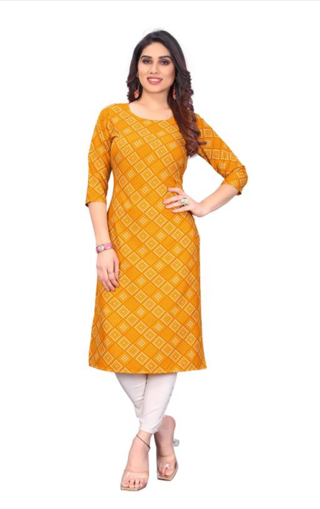 AK FASHION MALL Pack of 1 Crepe Printed Straight Women's Kurti - ( Multicolor ) - Kurtis, Tunics | Buy online on ZillyBuy
