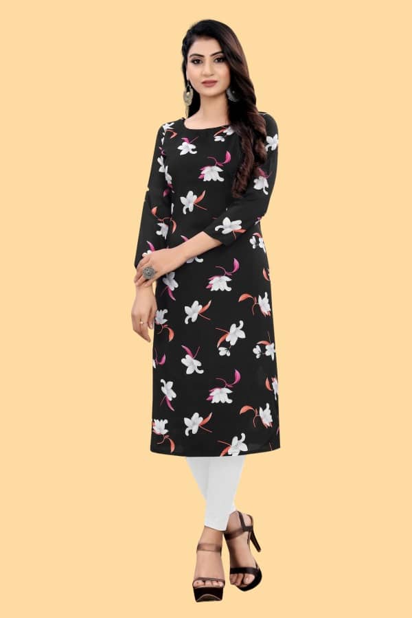 AK FASHION MALL Pack of 1 Crepe Printed Straight Women's Kurti - ( Multicolor ) - Kurtis, Tunics | Buy online on ZillyBuy