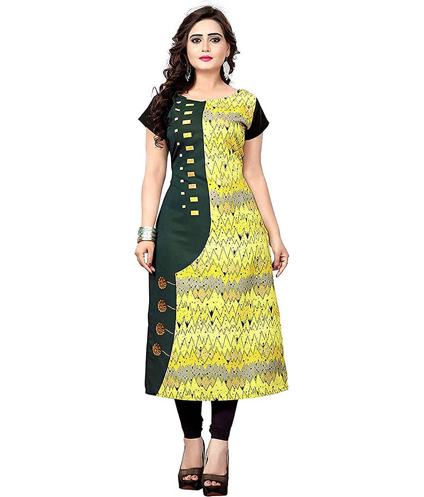 AK FASHION MALL Pack of 1 Crepe Printed Straight Women's Kurti - ( Multicolor ) - Kurtis, Tunics | Buy online on ZillyBuy