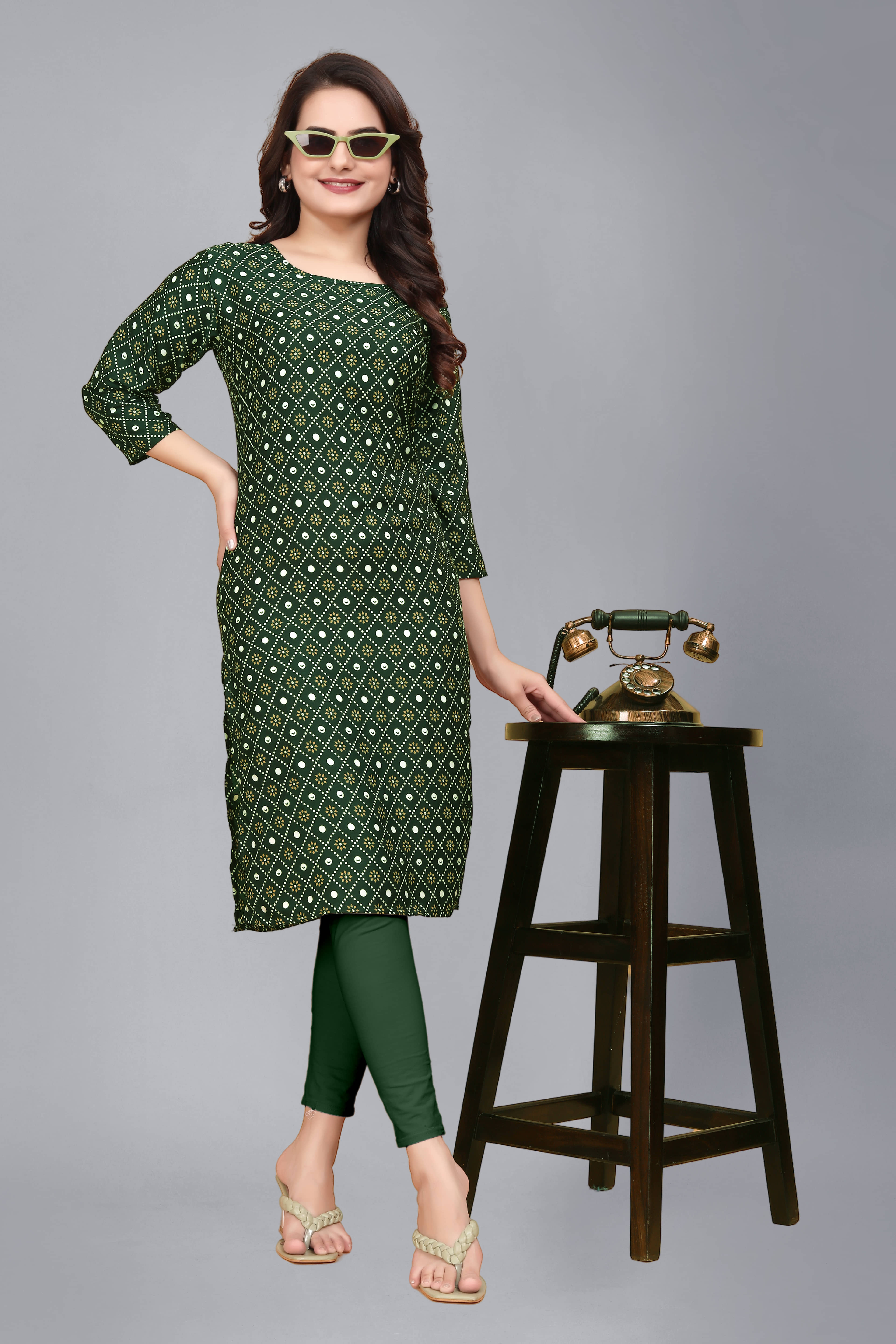 AK FASHION MALL Pack of 1 Crepe Printed Straight Women's Kurti - ( Multicolor ) - Kurtis, Tunics | Buy online on ZillyBuy