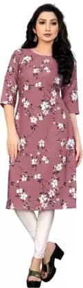 AK FASHION MALL Pack of 1 Crepe Printed Straight Women's Kurti - ( Multicolor ) - Kurtis, Tunics | Buy online on ZillyBuy