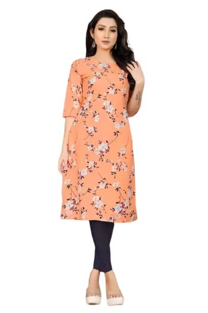AK FASHION MALL Pack of 1 Crepe Printed Straight Women's Kurti - ( Multicolor ) - Kurtis, Tunics | Buy online on ZillyBuy