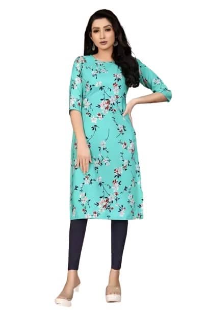 AK FASHION MALL Pack of 1 Crepe Printed Straight Women's Kurti - ( Multicolor ) - Kurtis, Tunics | Buy online on ZillyBuy