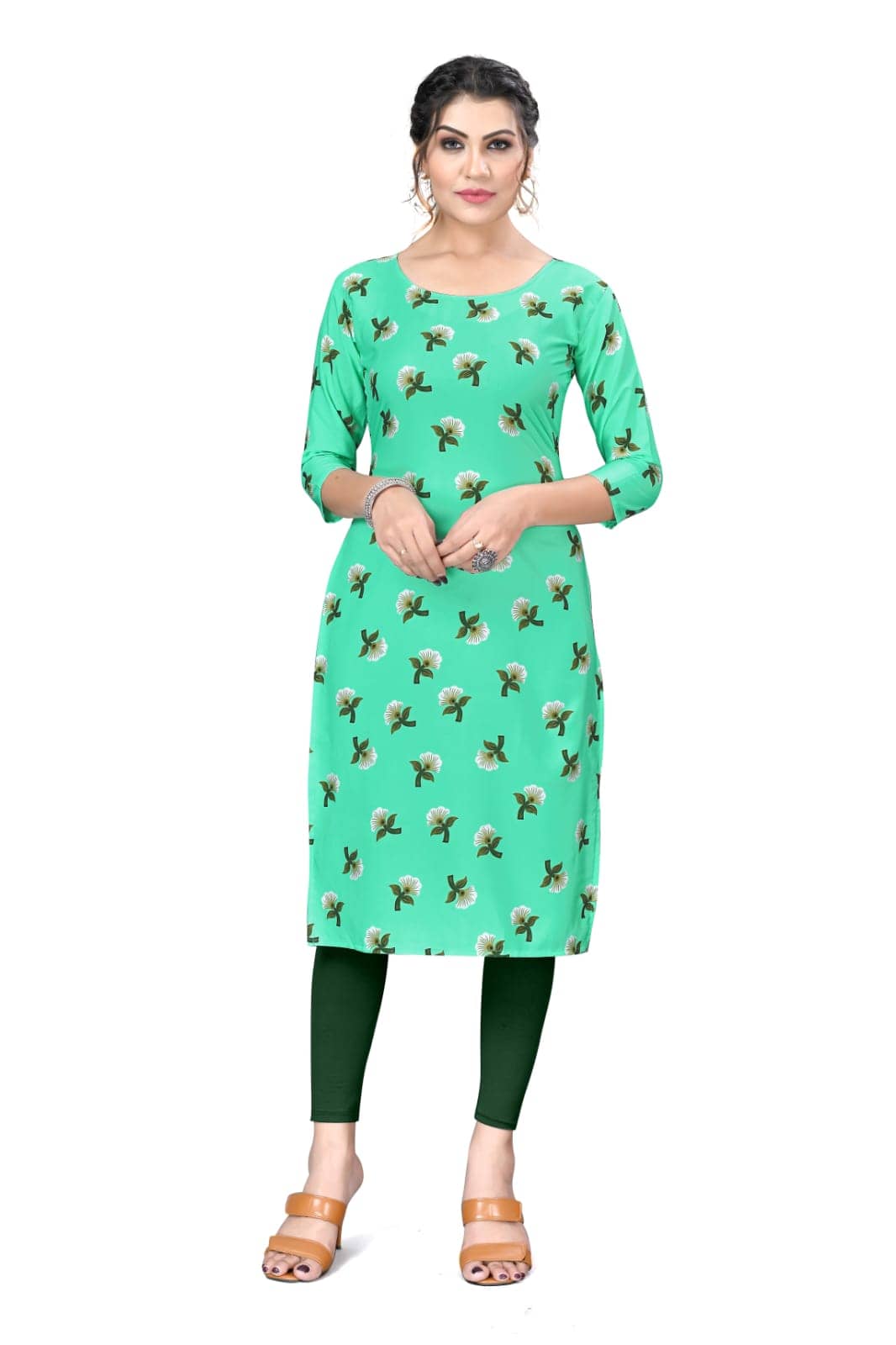 AK FASHION MALL Pack of 1 Crepe Printed Straight Women's Kurti - ( Multicolor ) - Kurtis, Tunics | Buy online on ZillyBuy