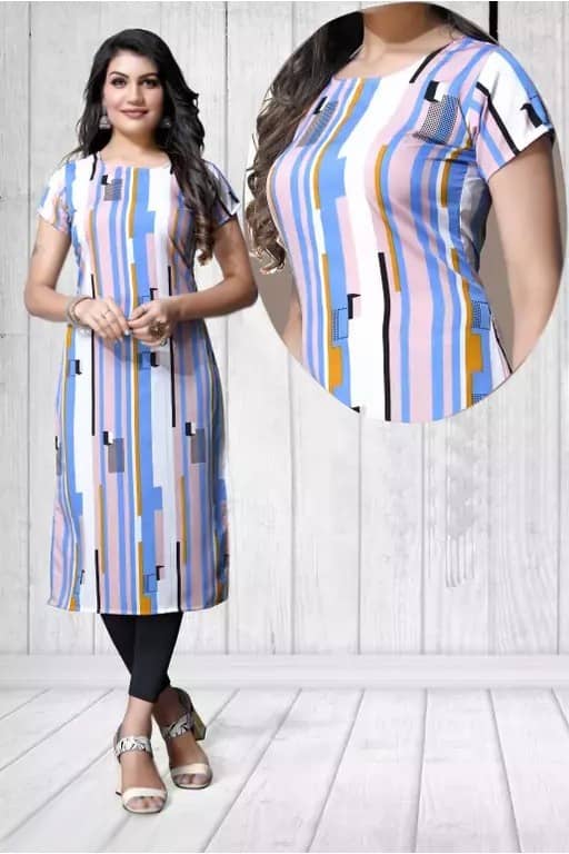AK FASHION MALL Pack of 1 Crepe Printed Straight Women's Kurti - ( Multicolor ) - Kurtis, Tunics | Buy online on ZillyBuy