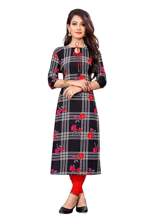 AK FASHION MALL Pack of 1 Crepe Printed Straight Women's Kurti - ( Multicolor ) - Kurtis, Tunics | Buy online on ZillyBuy