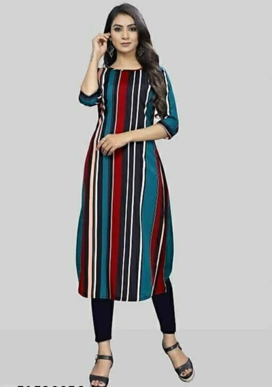 AK FASHION MALL Pack of 1 Crepe Printed Straight Women's Kurti - ( Multicolor ) - Kurtis, Tunics | Buy online on ZillyBuy