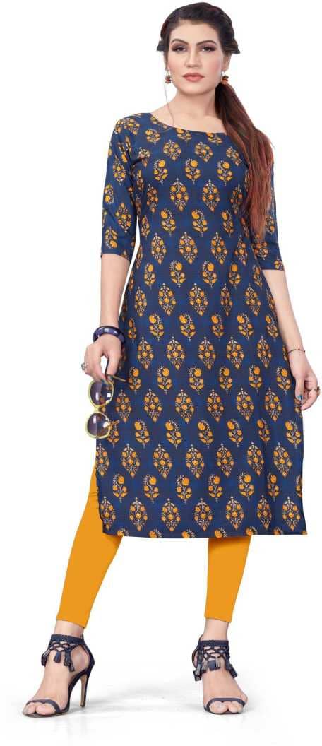 AK FASHION MALL Pack of 1 Crepe Printed Straight Women's Kurti - ( Multicolor ) - Kurtis, Tunics | Buy online on ZillyBuy