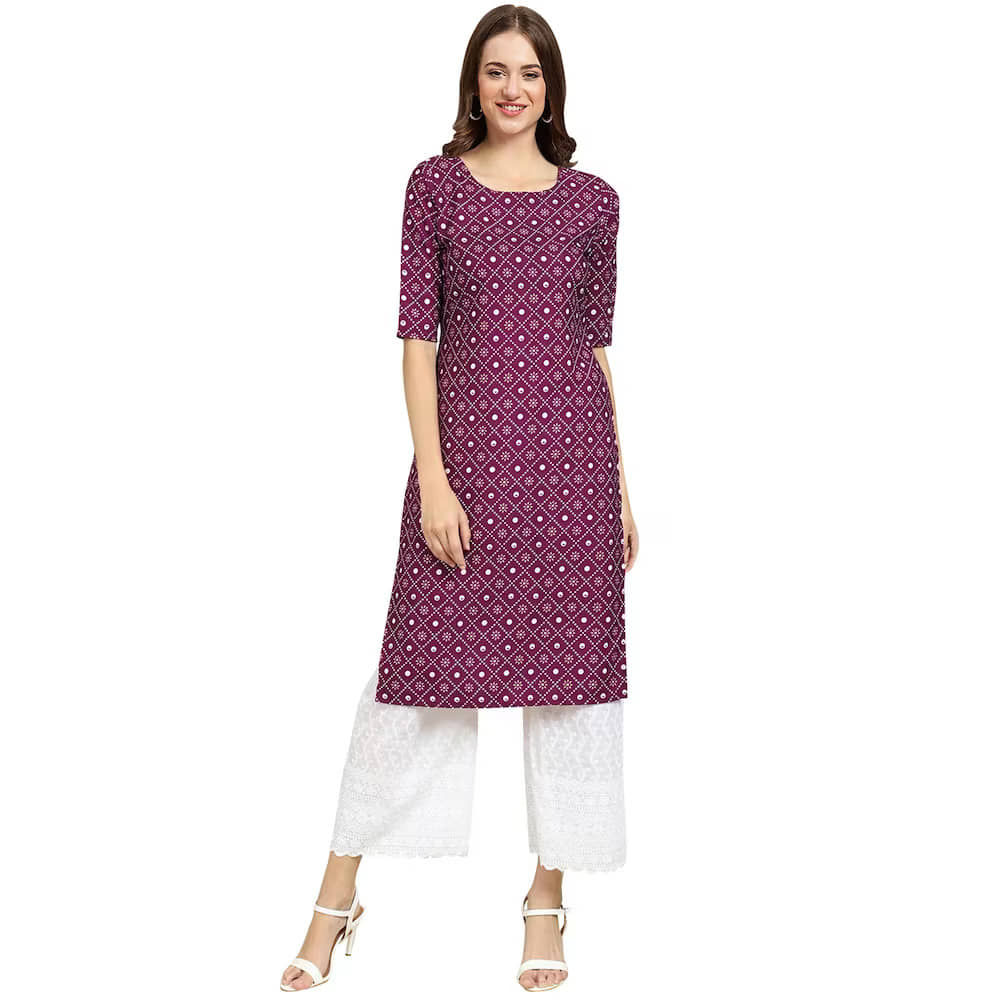 AK FASHION MALL Pack of 1 Crepe Printed Straight Women's Kurti - ( Multicolor ) - Kurtis, Tunics | Buy online on ZillyBuy