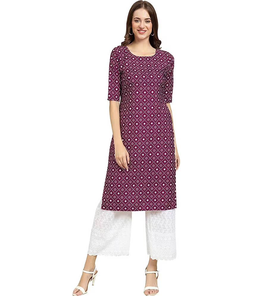 AK FASHION MALL Pack of 1 Crepe Printed Straight Women's Kurti - ( Multicolor ) - Kurtis, Tunics | Buy online on ZillyBuy