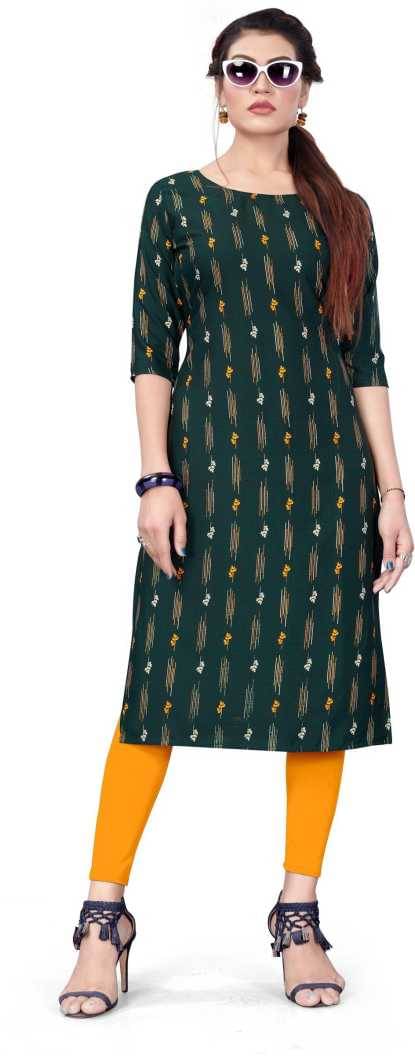     			AK FASHION MALL Pack of 1 Crepe Printed Straight Women's Kurti - ( Multicolor )