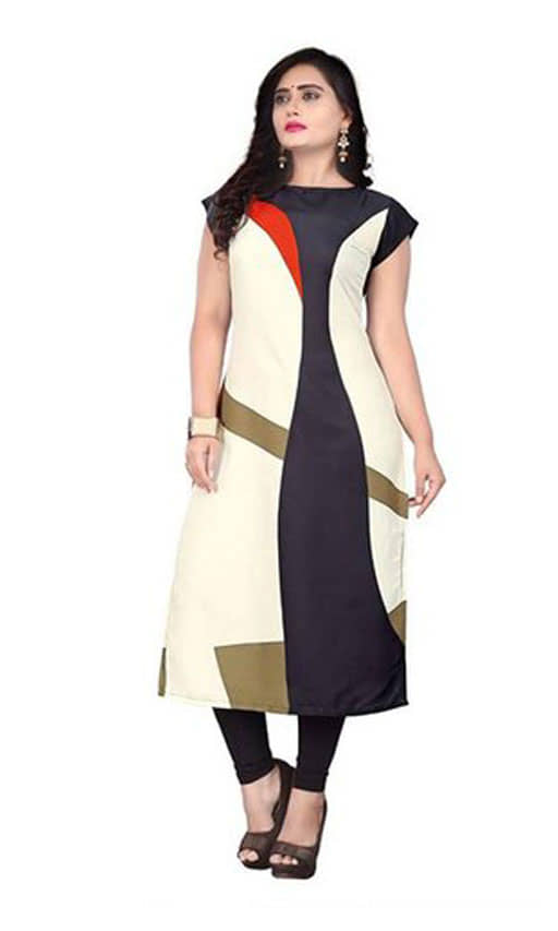 AK FASHION MALL Pack of 1 Crepe Printed Straight Women's Kurti - ( Multicolor ) - Kurtis, Tunics | Buy online on ZillyBuy