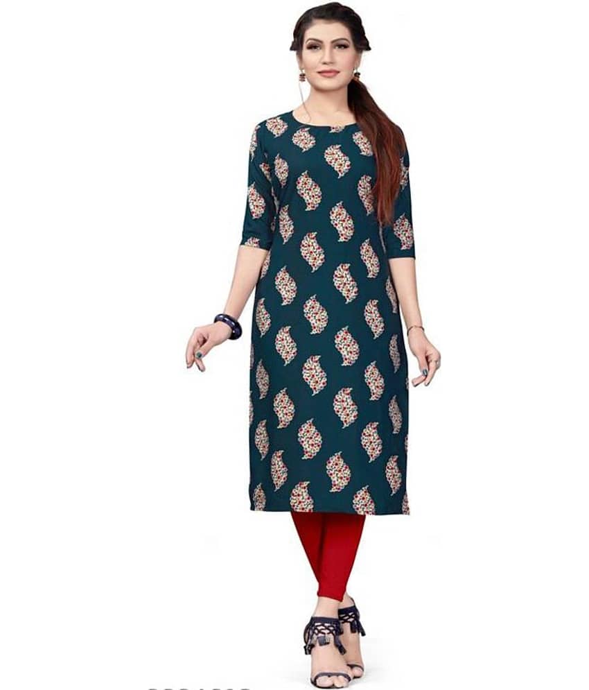 AK FASHION MALL Pack of 1 Crepe Printed Straight Women's Kurti - ( Multicolor ) - Kurtis, Tunics | Buy online on ZillyBuy