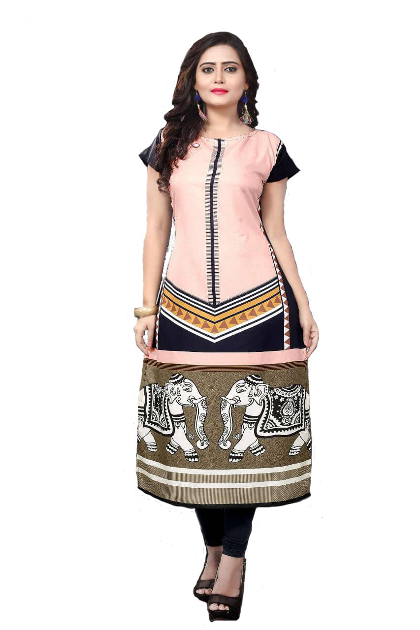 AK FASHION MALL Pack of 1 Crepe Printed Straight Women's Kurti - ( Multicolor ) - Kurtis, Tunics | Buy online on ZillyBuy