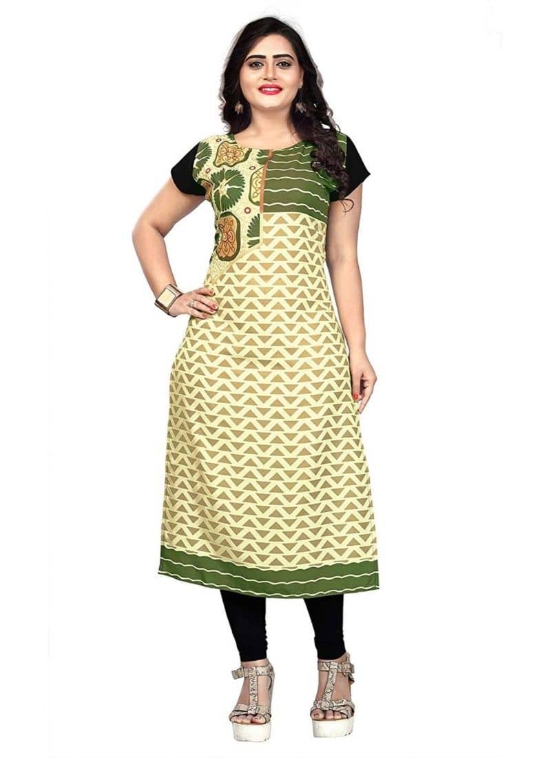 AK FASHION MALL Pack of 1 Crepe Printed Straight Women's Kurti - ( Multicolor ) - Kurtis, Tunics | Buy online on ZillyBuy
