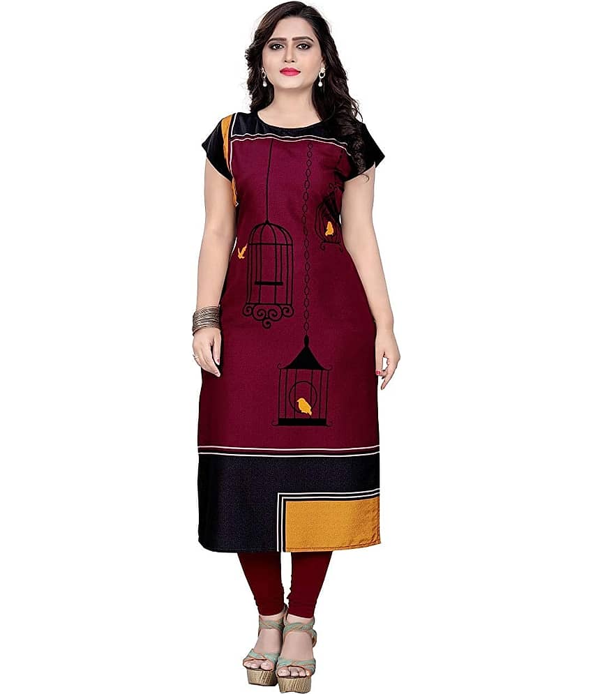 AK FASHION MALL Pack of 1 Crepe Printed Straight Women's Kurti - ( Multicolor ) - Kurtis, Tunics | Buy online on ZillyBuy