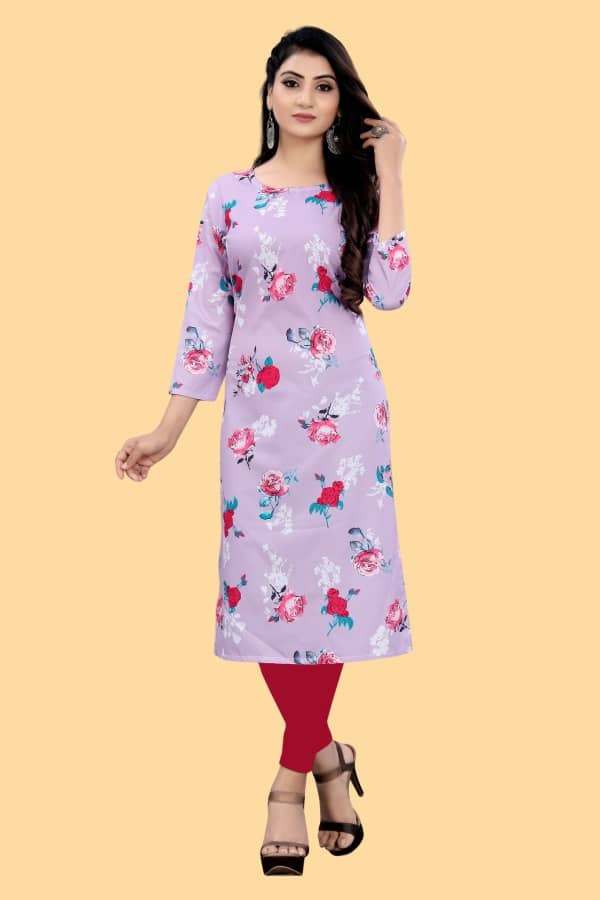 AK FASHION MALL Pack of 1 Crepe Printed Straight Women's Kurti - ( Multicolor ) - Kurtis, Tunics | Buy online on ZillyBuy