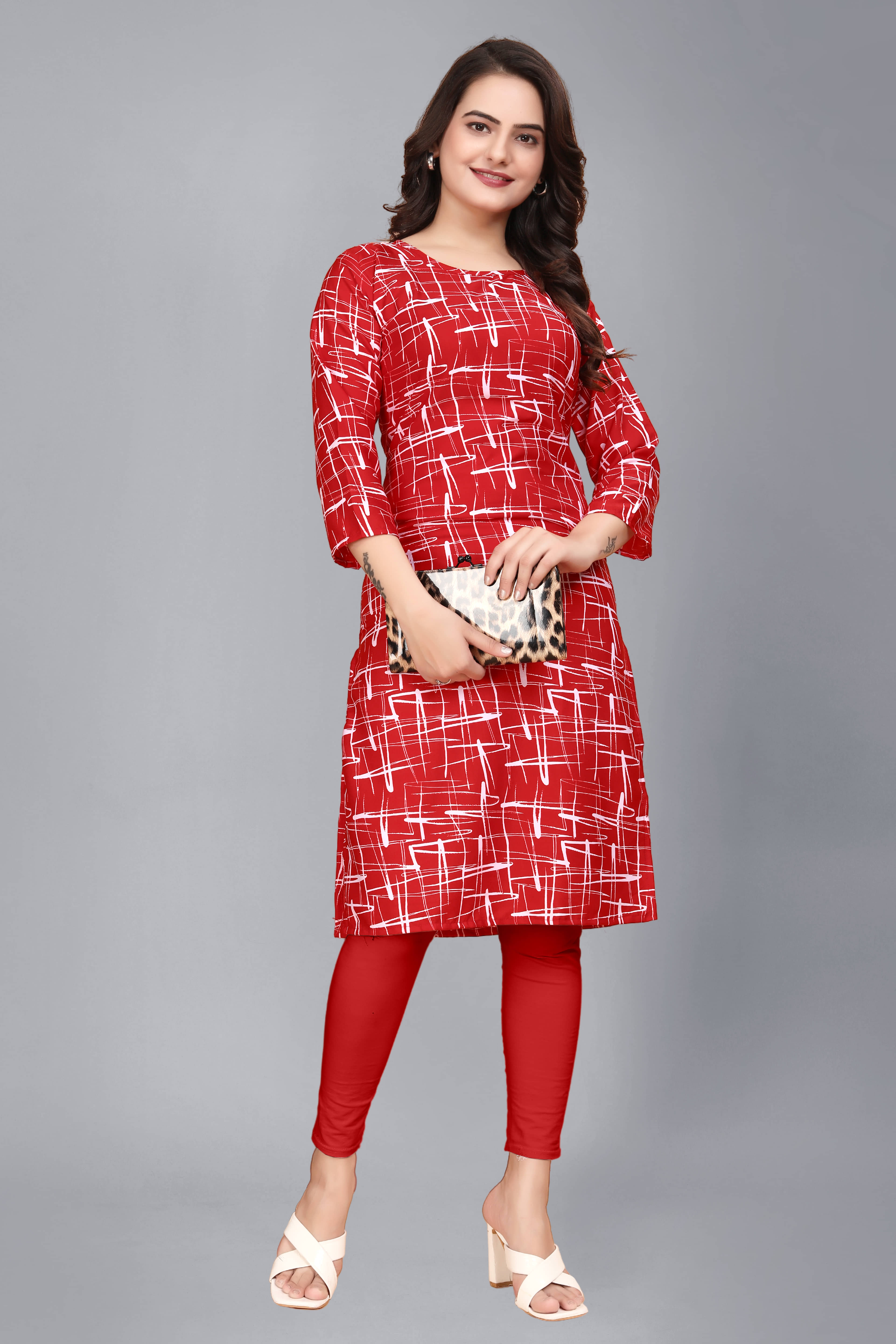 AK FASHION MALL Pack of 1 Crepe Printed Straight Women's Kurti - ( Multicolor ) - Kurtis, Tunics | Buy online on ZillyBuy