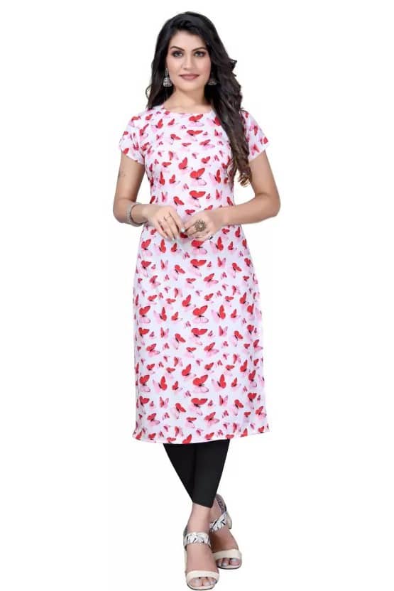 AK FASHION MALL Pack of 1 Crepe Printed Straight Women's Kurti - ( Multicolor ) - Kurtis, Tunics | Buy online on ZillyBuy