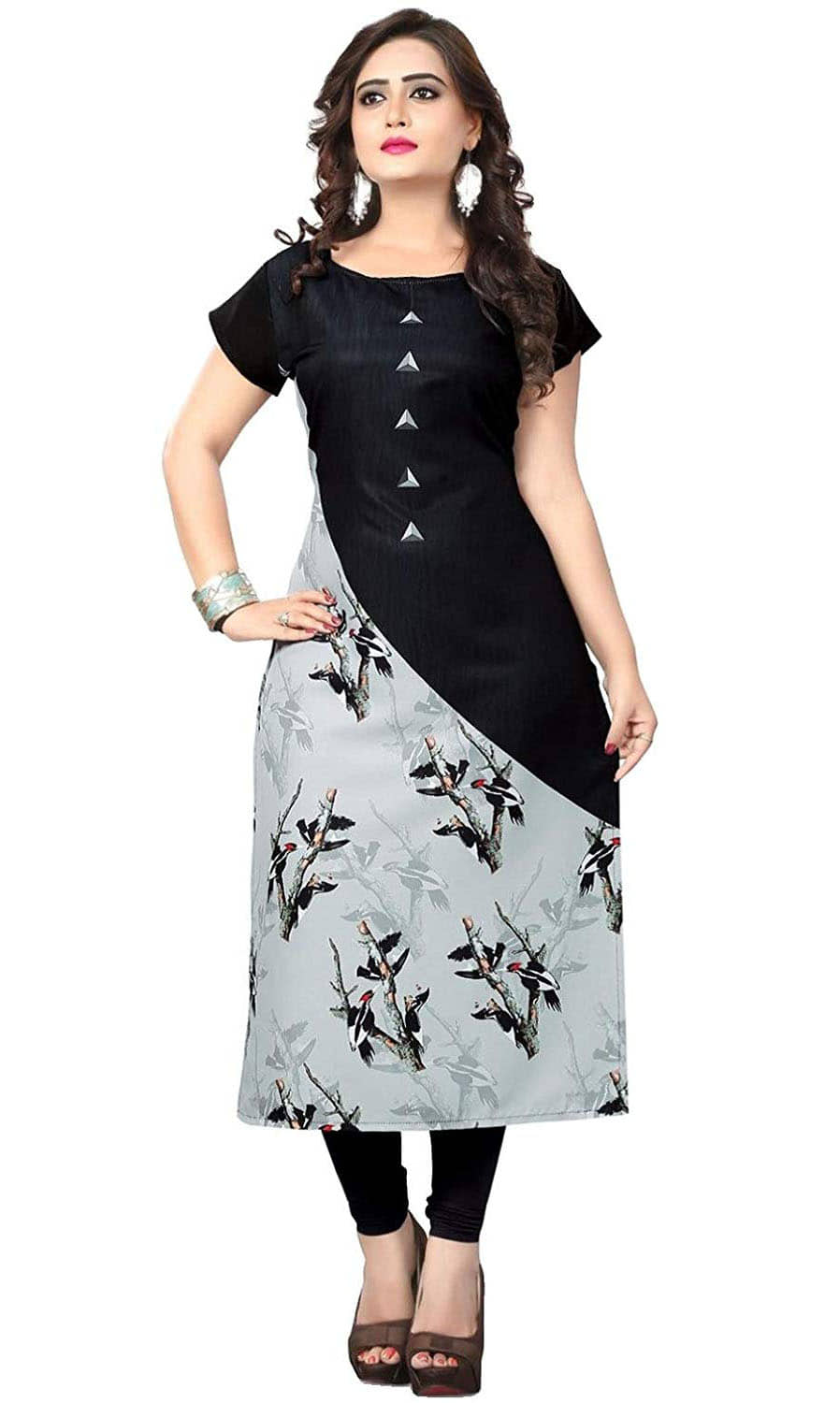 AK FASHION MALL Pack of 1 Crepe Printed Straight Women's Kurti - ( Multicolor ) - Kurtis, Tunics | Buy online on ZillyBuy