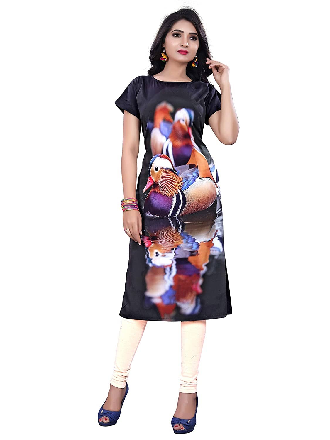 AK FASHION MALL Pack of 1 Crepe Printed Straight Women's Kurti - ( Multicolor ) - Kurtis, Tunics | Buy online on ZillyBuy