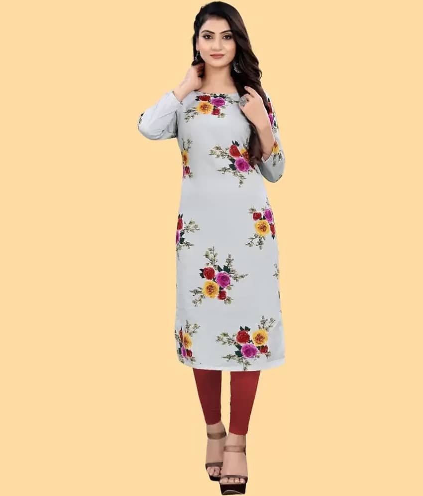 AK FASHION MALL Pack of 1 Crepe Printed Straight Women's Kurti - ( Multicolor ) - Kurtis, Tunics | Buy online on ZillyBuy