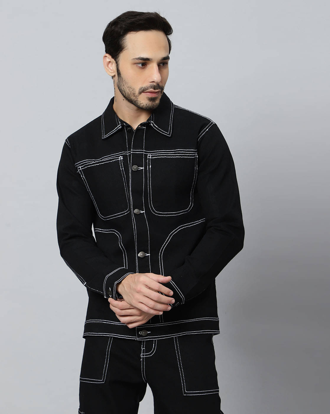     			ARBIA FUNKY Denim Men's Denim Jacket - Black ( Pack of 1 )