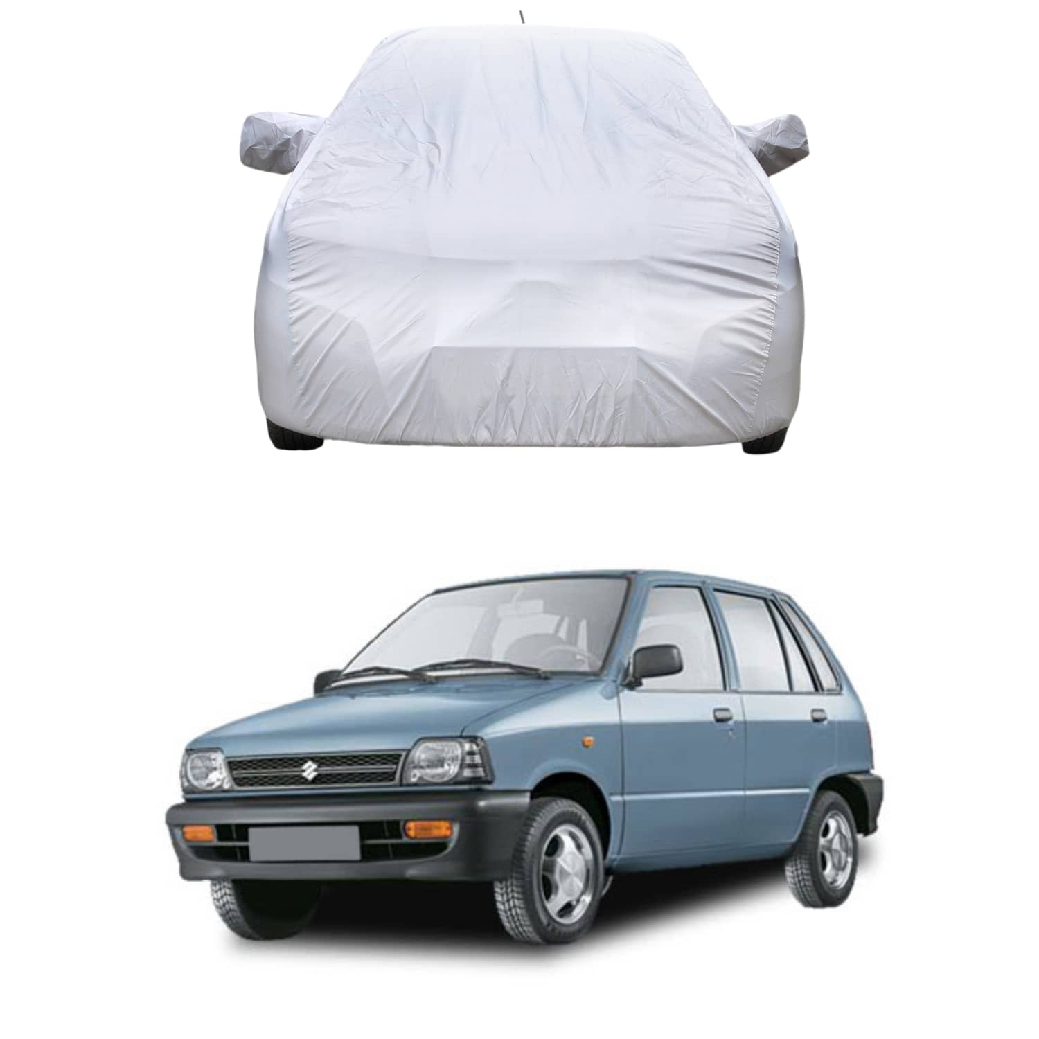 AutoRetail Car Body Cover for Maruti Suzuki 800 With Mirror Pocket ( Pack of 1 ) , Silver