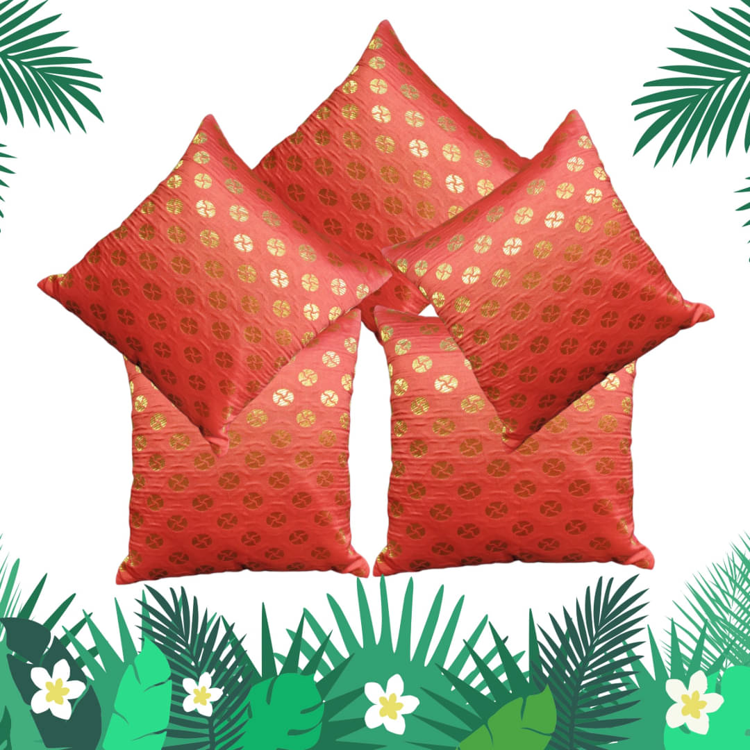     			BMAP Set of 2 Jacquard Polka Dots Square Cushion Cover (30X30)cm - Orange