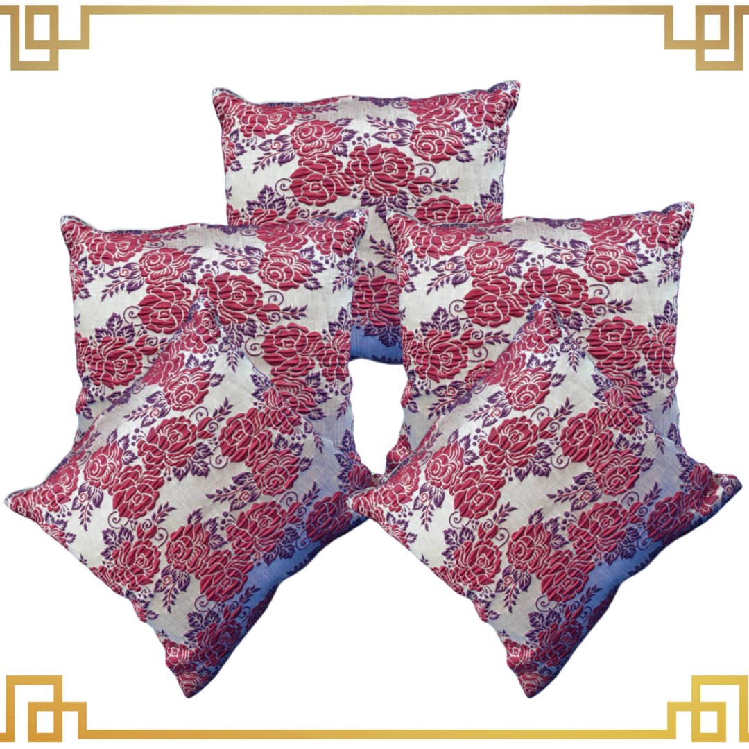 BMAP Set of 5 Jacquard Floral Square Cushion Cover (40X40)cm - Multi BMAP Set of 5 Jacquard Floral Square Cushion Cover (40X40)cm - Multi