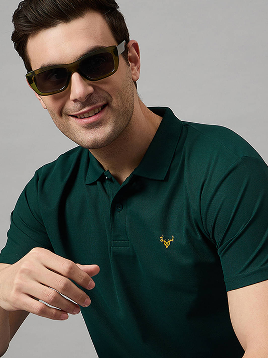     			BRONATION Pack of 1 Cotton Blend Regular Fit Solid Half Sleeves Men's Polo T Shirt ( Dark Green )
