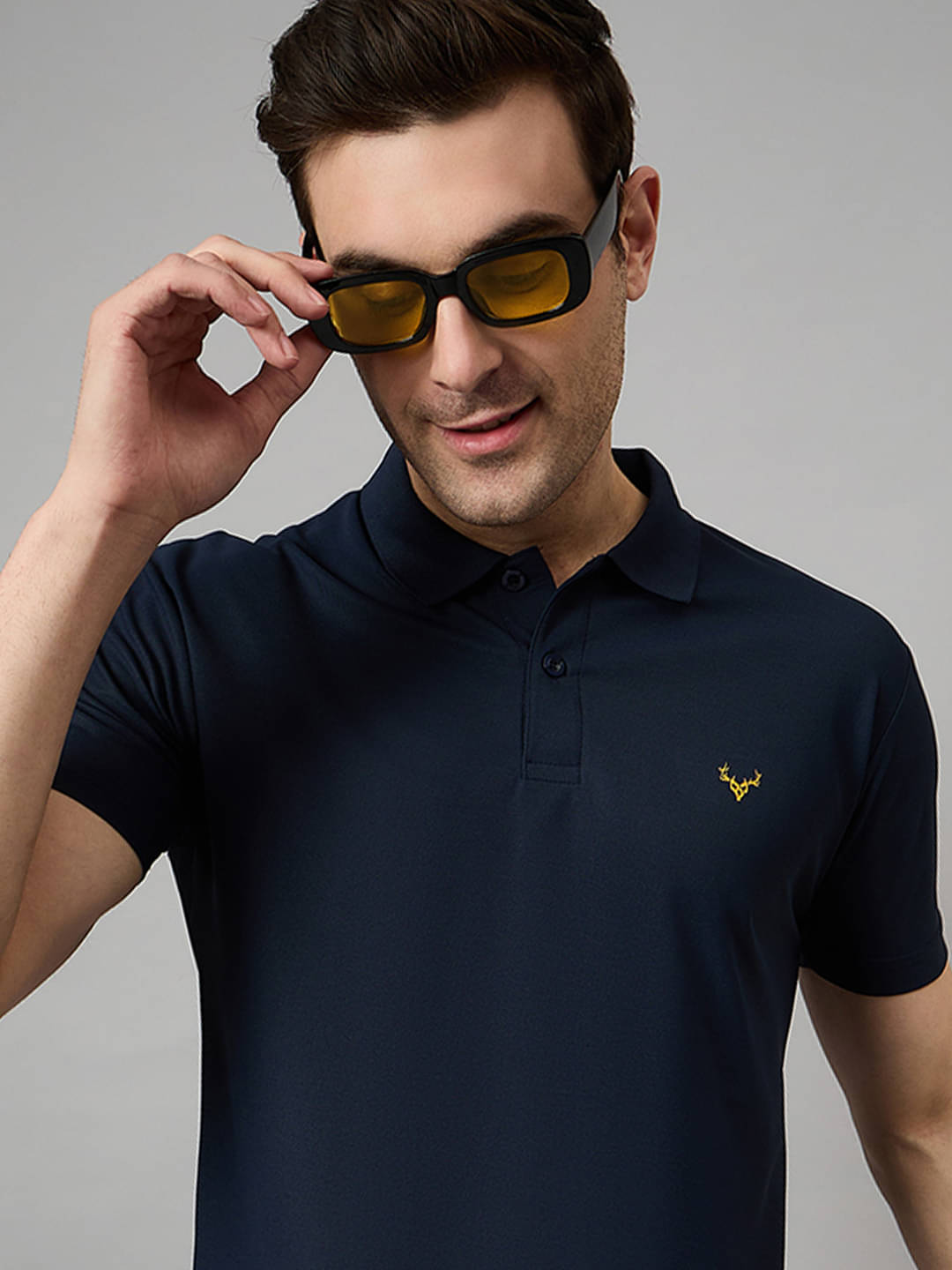 BRONATION Pack of 1 Cotton Blend Regular Fit Solid Half Sleeves Men's Polo T Shirt ( Navy ) BRONATION Pack of 1 Cotton Blend Regular Fit Solid Half Sleeves Men's Polo T Shirt ( Navy )
