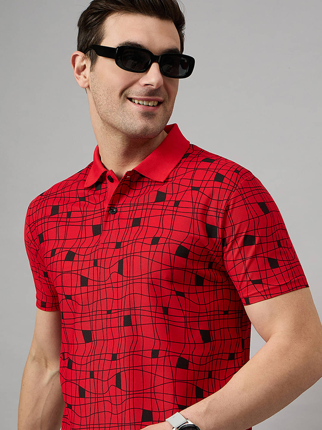 BRONATION Pack of 1 Cotton Blend Regular Fit Printed Half Sleeves Men's Polo T Shirt ( Red ) BRONATION Pack of 1 Cotton Blend Regular Fit Printed Half Sleeves Men's Polo T Shirt ( Red )