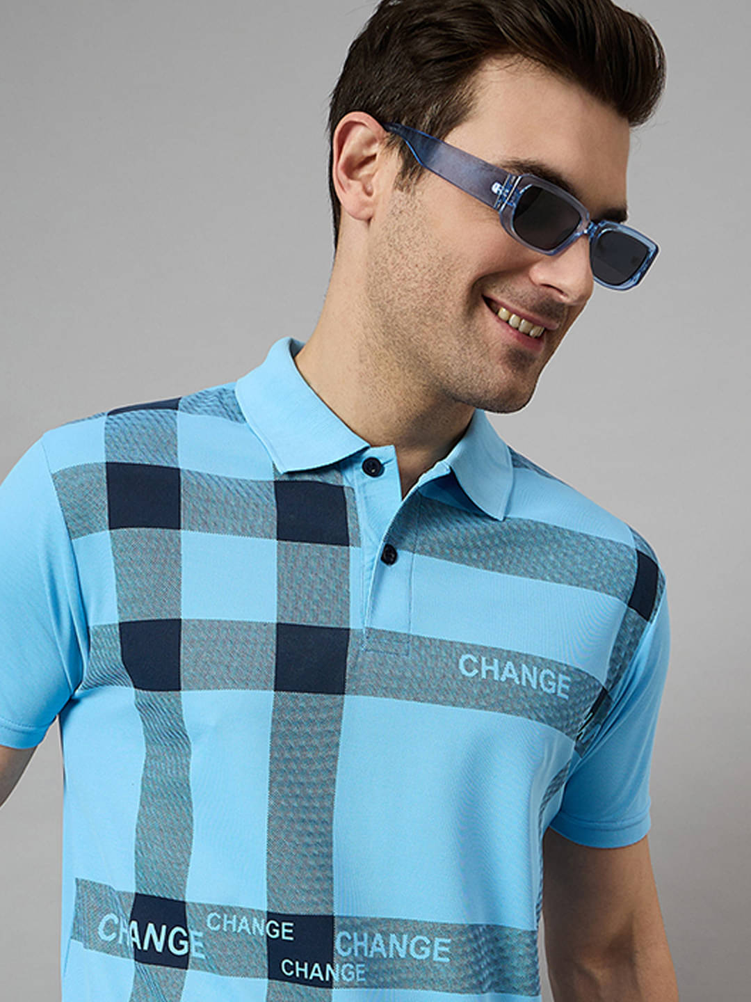 BRONATION Pack of 1 Cotton Blend Regular Fit Printed Half Sleeves Men's Polo T Shirt ( Sky Blue ) BRONATION Pack of 1 Cotton Blend Regular Fit Printed Half Sleeves Men's Polo T Shirt ( Sky Blue )