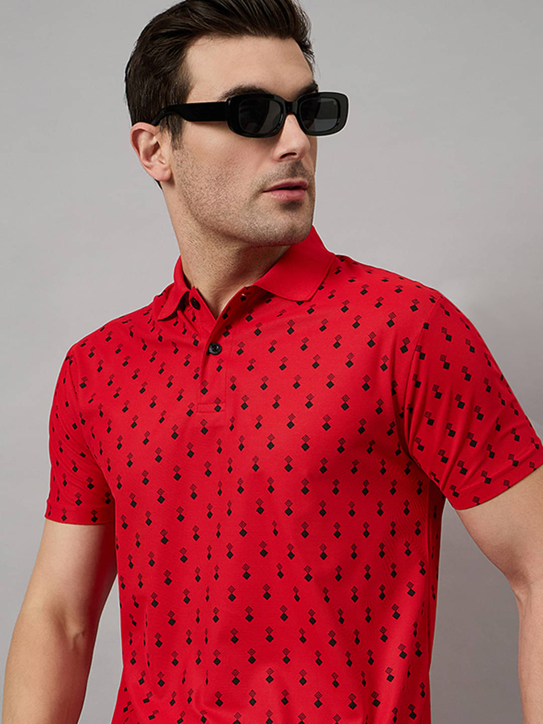     			BRONATION Pack of 1 Cotton Blend Regular Fit Printed Half Sleeves Men's Polo T Shirt ( Red )
