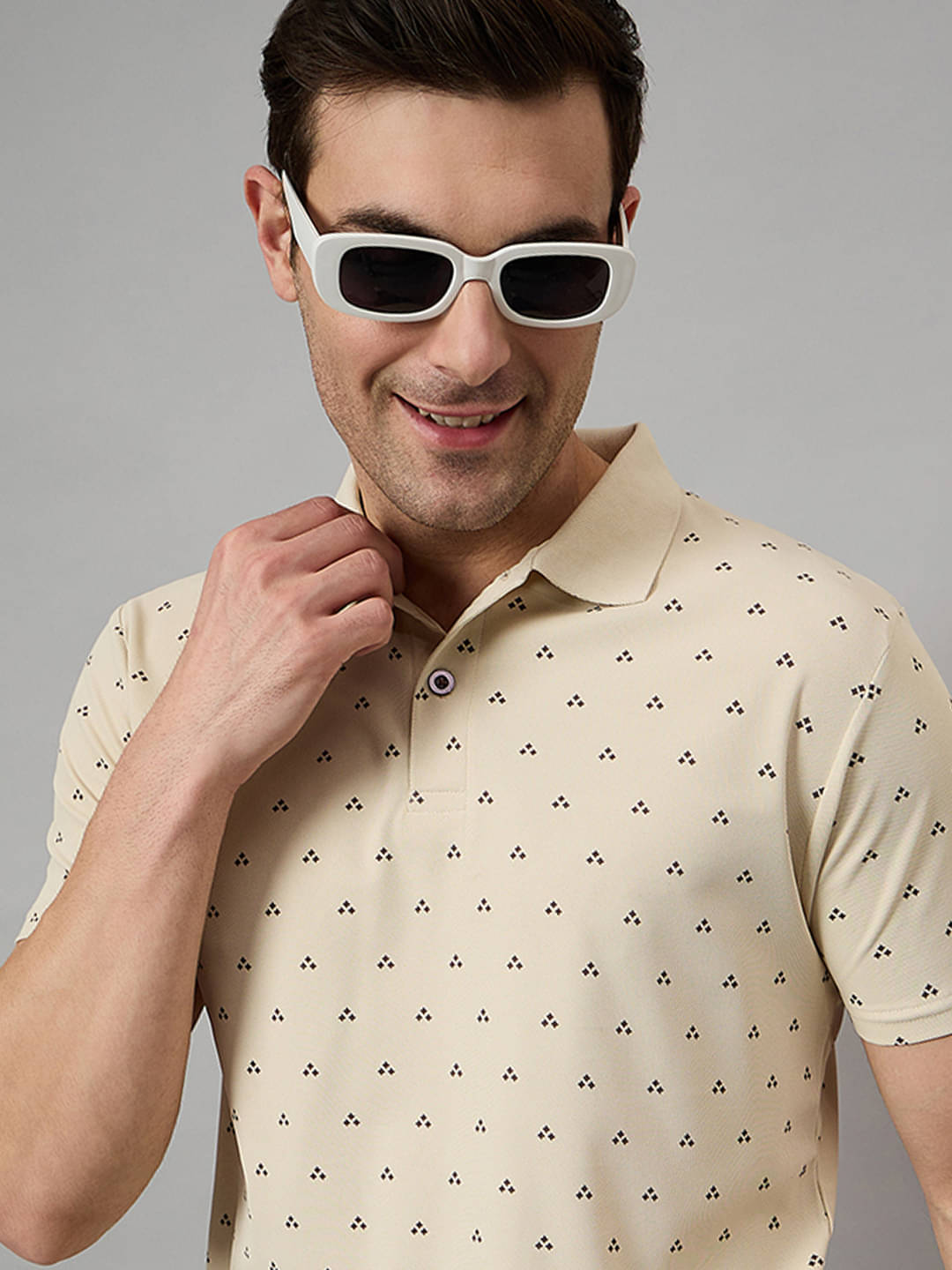     			BRONATION Pack of 1 Cotton Blend Regular Fit Printed Half Sleeves Men's Polo T Shirt ( Beige )