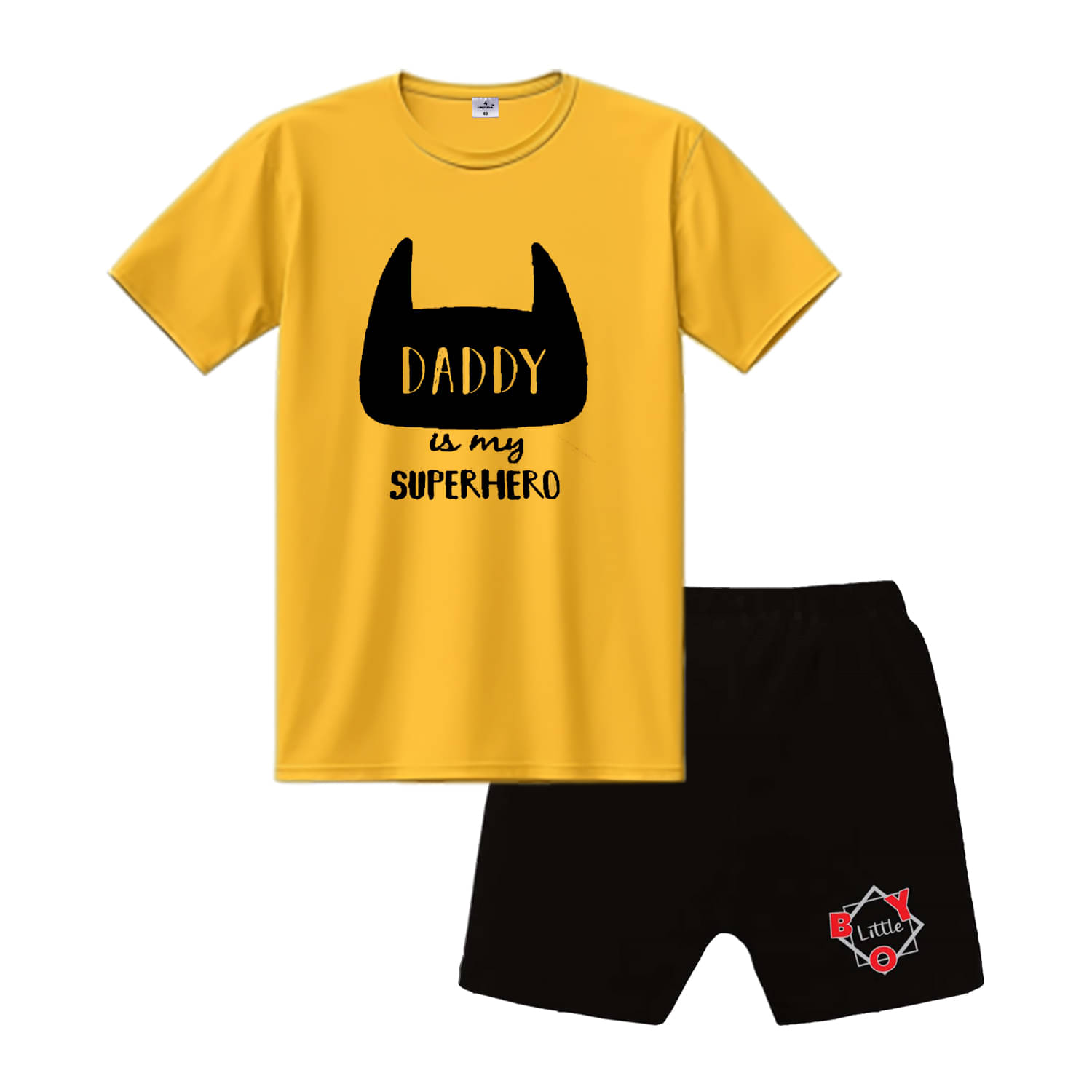     			COOLTEES4U Pack of 2 Boys Cotton T-Shirt & Shorts Set ( Yellow )