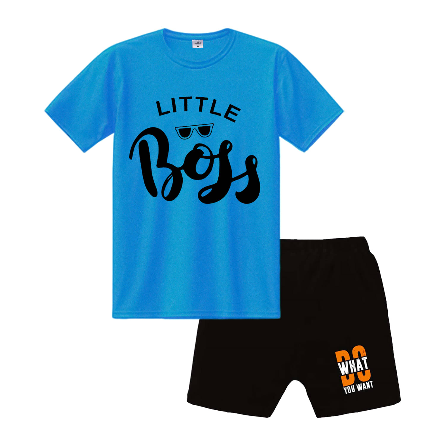     			COOLTEES4U Pack of 2 Boys Cotton T-Shirt & Shorts Set ( Blue )
