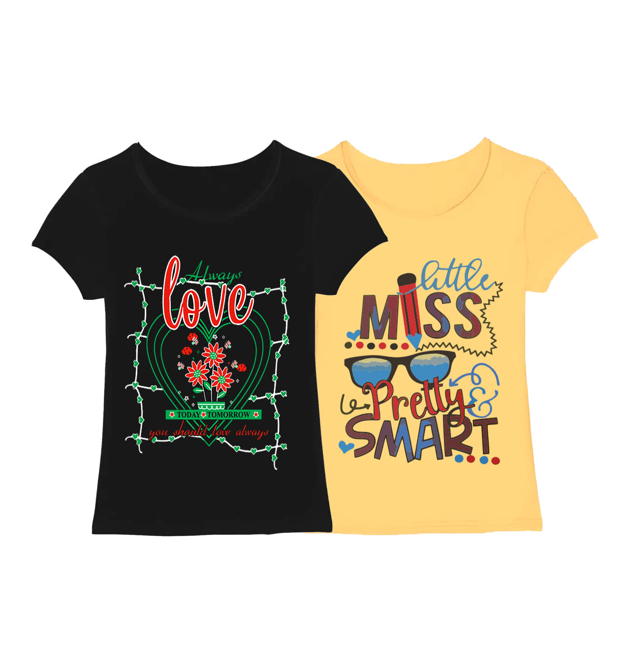 COOLTEES4U Pack of 2 Girls 100% Cotton T-Shirt ( Multicolor )